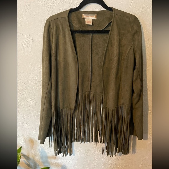 Flying Tomatoe Western olive green jacket with fringe - Picture 1 of 4